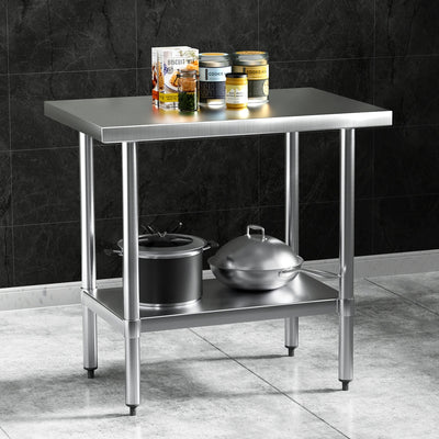 NNEDSZ Cefito Stainless Steel Kitchen Benches Work Bench 910x610mm 430-0