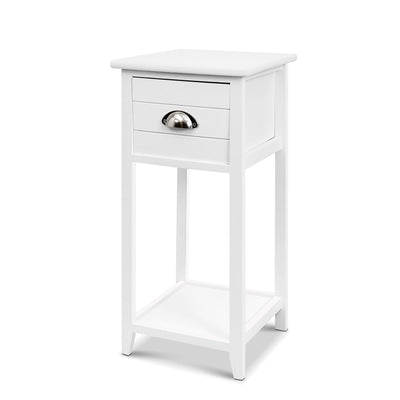 NNEDSZ Bedside Table Nightstand Drawer Storage Cabinet Lamp Side Shelf White-0
