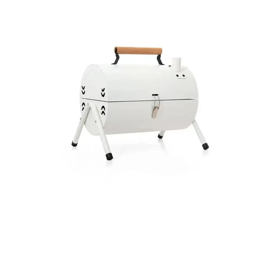 NNEOBA Portable Tabletop Charcoal Grill And Smoker White Outdoor BBQ White-0