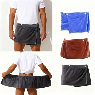 1 Piece of Men's Soft Wearable Bath Towel, Solid Color Shorts Wrapped Towel, Beach Towel, Camping Towel, Bathroom Bath Amenities