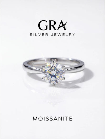  GRA 0.5-1ct Real Moissanite Diamond Ring for Women 925 Sterling Silver Daily Wear Party Gorgeous High Quality Fine Jewelry