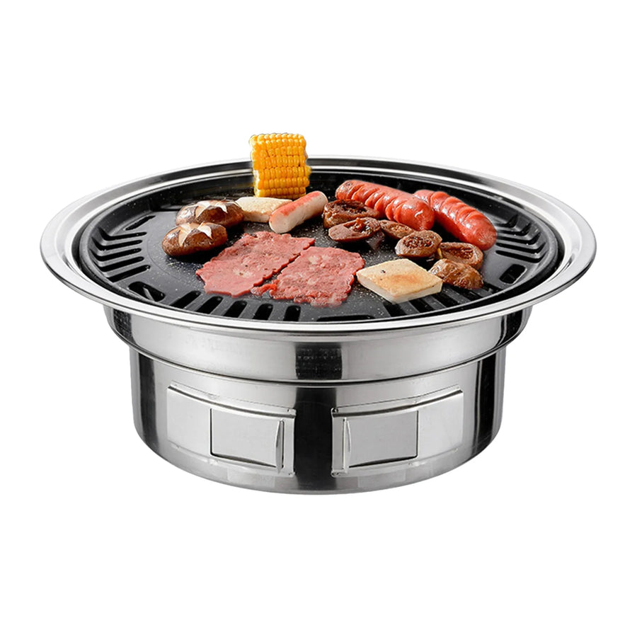 NNEOBA 13-Inch Round Charcoal Grill Portable Tabletop BBQ Smoker Silver-0