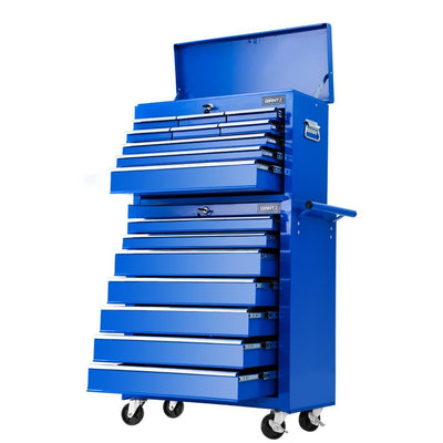 NNEDSZ Tool Chest and Trolley Box Cabinet 16 Drawers Cart Garage Storage Blue-0