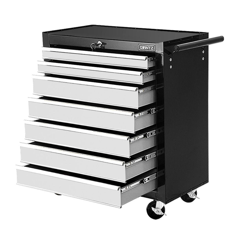 NNEDSZ Tool Chest and Trolley Box Cabinet 7 Drawers Cart Garage Storage Black and Silver-0