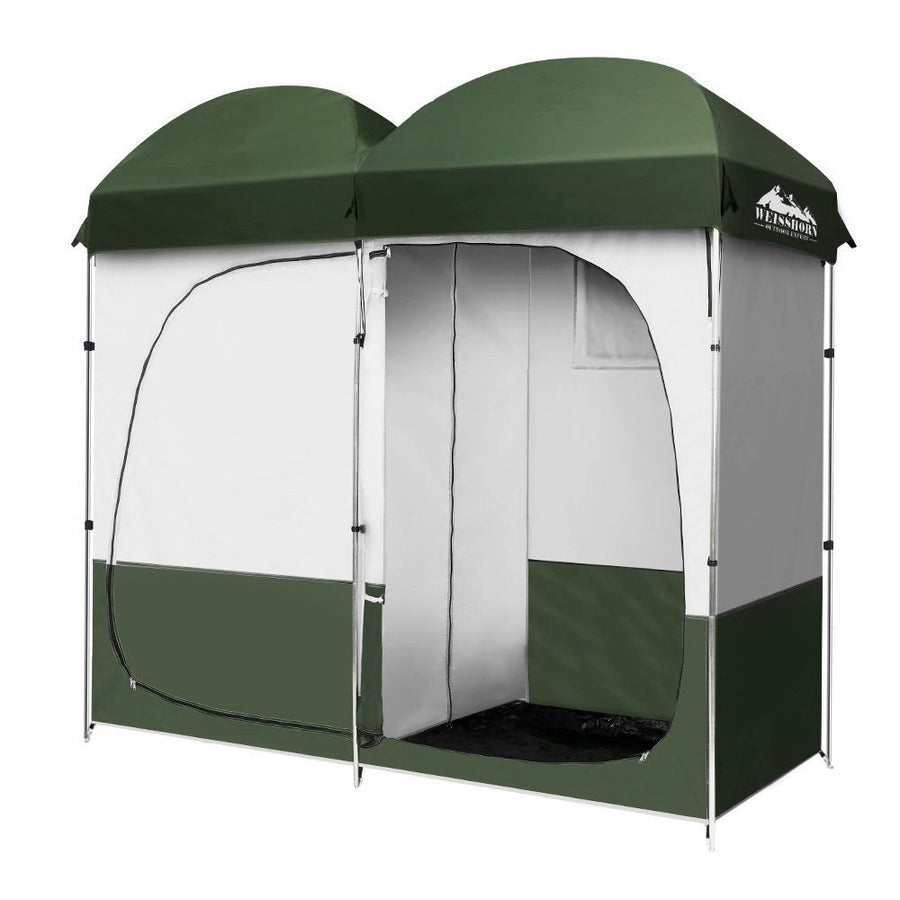 NNEDSZ Double Camping Shower Toilet Tent Outdoor Portable Change Room Green-0