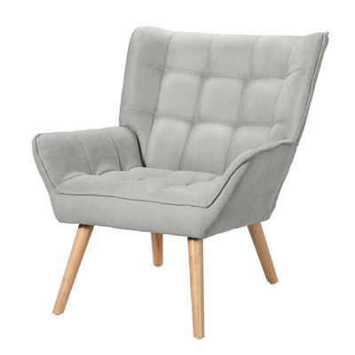 NNEDSZ Artiss Armchair Lounge Chair Accent Chairs Sofa Linen Fabric Cushion Seat Grey-0