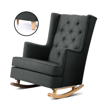 NNEDSZ Rocking Armchair Feeding Chair Fabric Armchairs Lounge Recliner Charcoal-0