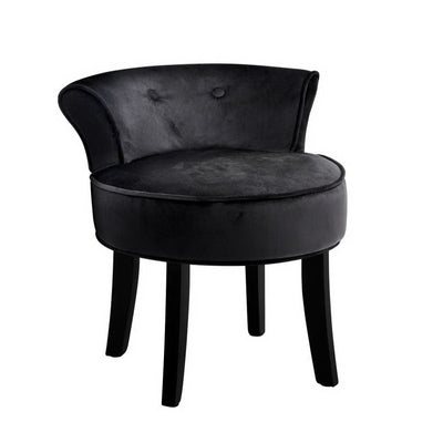 NNEDSZ  Velvet Vanity Stool Backrest Stools Dressing Table Chair Makeup Bedroom Black-0
