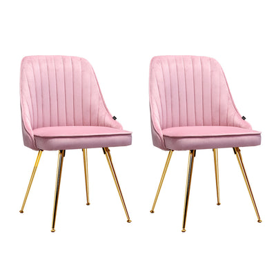 NNEDSZ Set of 2 Dining Chairs Retro Chair Cafe Kitchen Modern Iron Legs Velvet Pink-0
