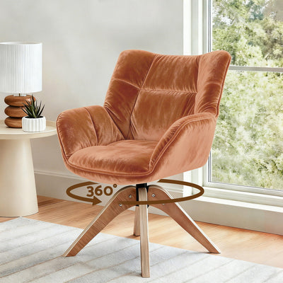 Artiss Swivel Chair Armchair Nursing Velvet Brown-0
