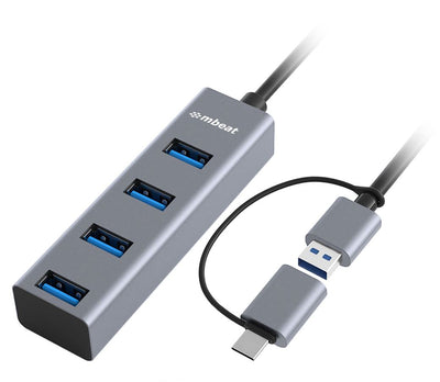 MBEAT® 4-Port USB 3.0 Hub with 2-in-1 USB 3.0 & USB-C Converter - Space Grey transfer speeds up to 5Gbps Material