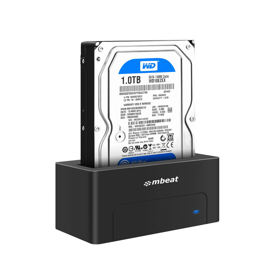 MBEAT® D1 USB 3.0 3.5" & 2.5" SATA HDD Docking Station - Black Product Weight: 250g HDD Capacity: Max. 20TB Data