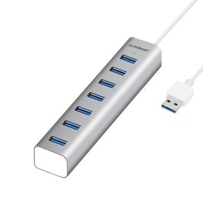 MBEAT® 7-Port USB 3.0 Powered Hub - USB 2.0/1.1/Aluminium Slim Design Hub with Fast Data Speeds (5Gbps) Power