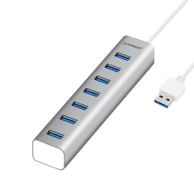 MBEAT® 7-Port USB 3.0 Powered Hub - USB 2.0/1.1/Aluminium Slim Design Hub with Fast Data Speeds (5Gbps) Power