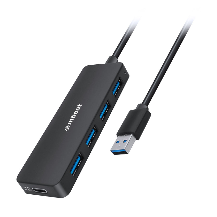 MBEAT® 4-Port USB 3.0 Hub with USB-C DC Port Compact and Portable Design Expandable Connectivity Data Transfer
