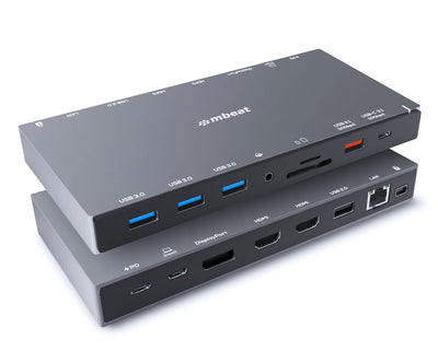 MBEAT® 15-in-1 Triple Display USB-C Docking Station 2x HDMI 1x DP 1x 100W PD 3.0 1x USB-C 3.1 Gen2 3x USB 3.0 1x