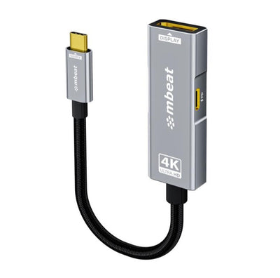 MBEAT® Tough Link USB-C to DP Adapter with 100W PD - Space Grey 4K (3840 x 2160) @60Hz