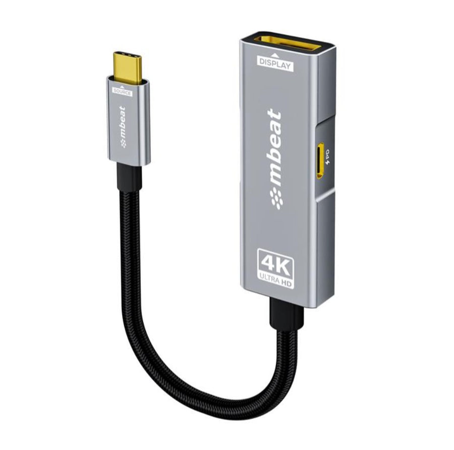 MBEAT® Tough Link USB-C to DP Adapter with 100W PD - Space Grey 4K (3840 x 2160) @60Hz