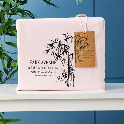 NNEDSZ Bamboo Cotton 500 Thread Count Peach Sheet Sets by Park Avenue Queen-0