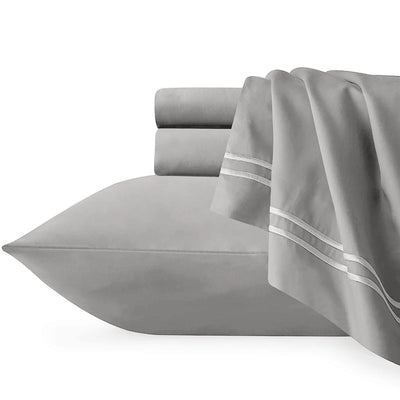 NNEDSZ Strada Embroidered 1000 TC Egyptian Cotton Silver White Queen Quilt Cover Sets by Renee Taylor-0