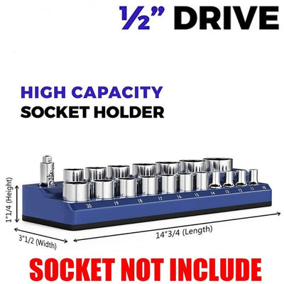 1PC 1/2" Blue Metric Magnetic Socket Organizer Storage Holder Trays Single size