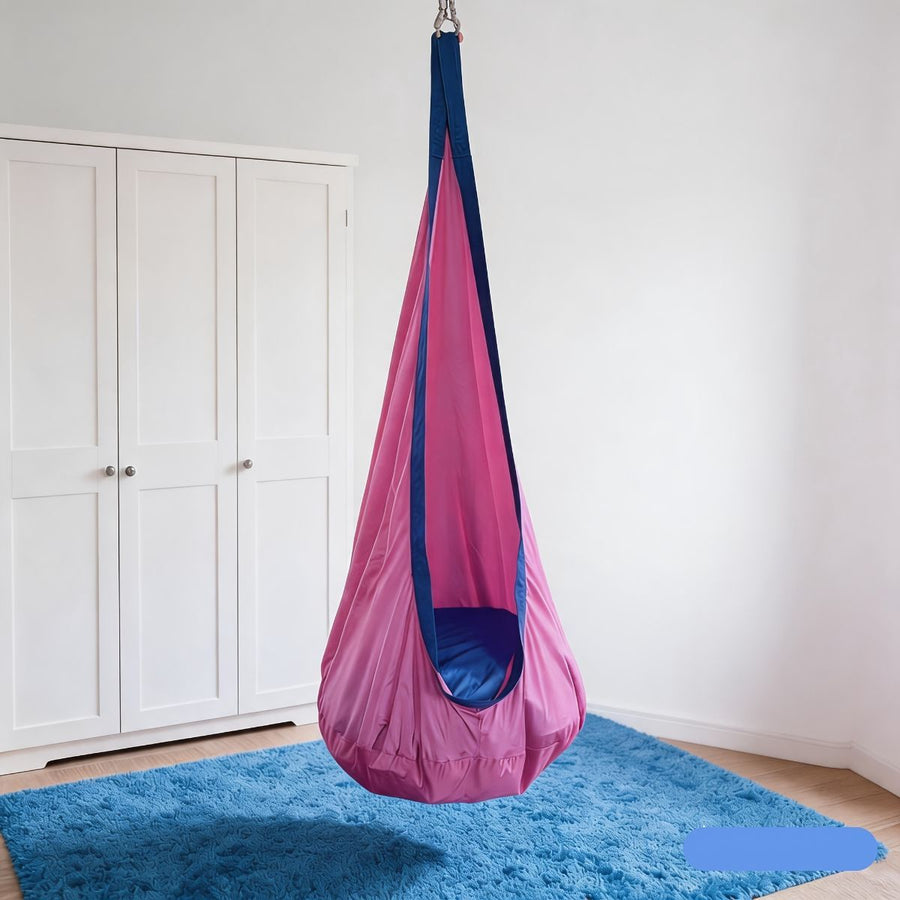 hanging hammock chair, indoor hammock chair, outdoor hammock chair, inflatable pillow, pocket, relaxation, playtime, Christmas gift, Halloween gift, lounge chair - Pink - Size 160-70cm