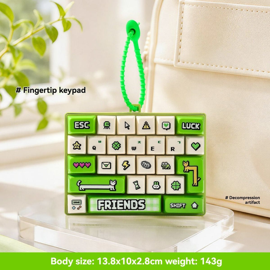26-key keyboard keychain, bag charm, stress reliever toy, cute gift, pixel keychain, novelty gift, Australia, fun accessory, quirky keyring, retro gaming charm - Green - Size 26 pendants