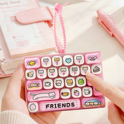 26-key keyboard keychain, bag charm, stress reliever toy, cute gift, pixel keychain, novelty gift, Australia, fun accessory, quirky keyring, retro gaming charm - Pink - Size 26 pendants