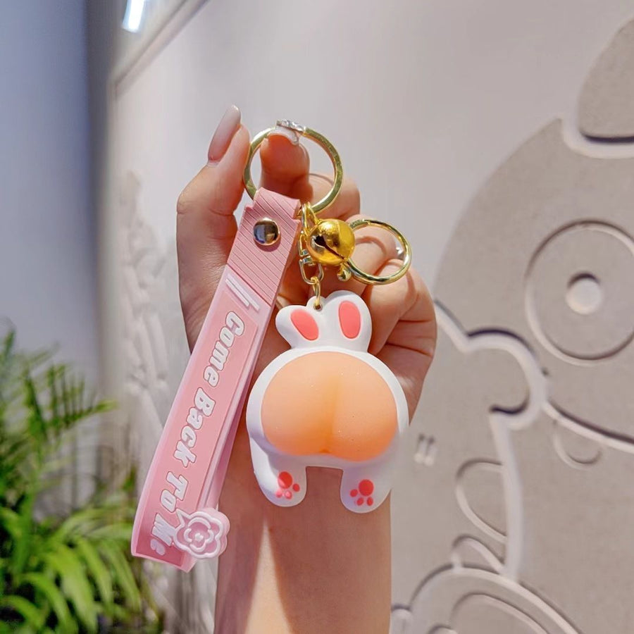 rabbit keychain, squeeze stress reliever, couple keychain, cute keychain, stress relief gift, pink keychain, keychain with bell, Australian market, anxiety relief, keychain gift - 2PCS - Size Rabbit