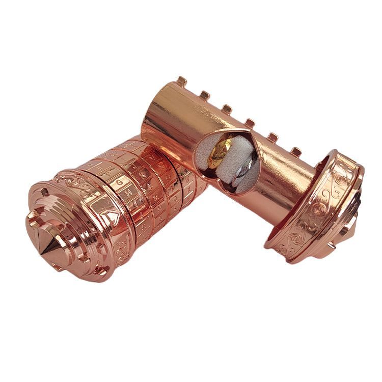 Da Vinci Code, Lock Cylinder, Puzzle, Gift, Valentine's Day Gift, Christmas Gift, Birthday Gift, Australian Puzzle, Brain Teaser, Code Breaking - Rose gold - Size L