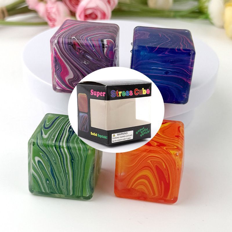 marbled ice cube squeeze toy, stress relief toy, novelty gift, squishy toy, trendy toy, desk toy, anxiety relief, fidget toy, Australian market - Green - Size 2pcs