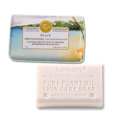 Hanbolly soap, beach fragrance soap, pure plant oil soap, natural skin care soap, hand-crafted soap, moisturizing soap bar - beach - Size 2pcs-200g