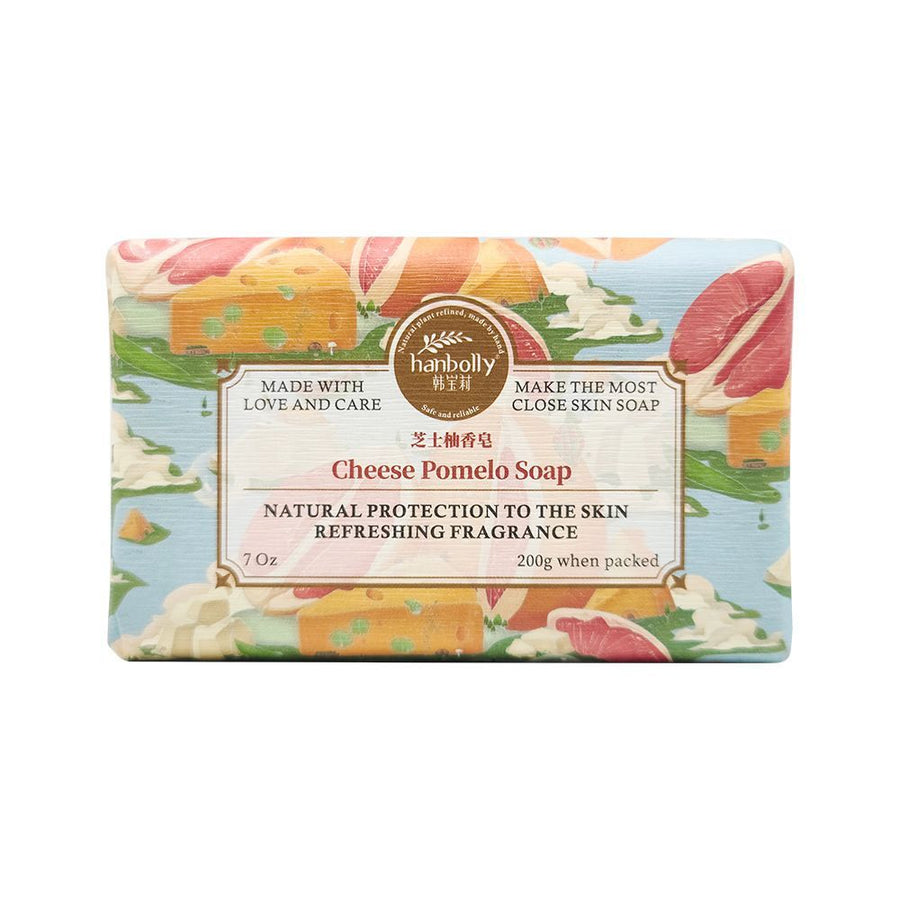 Hanbolly soap, beach fragrance soap, pure plant oil soap, natural skin care soap, hand-crafted soap, moisturizing soap bar - Cheese - pomelo soap - Size 2pcs-200g