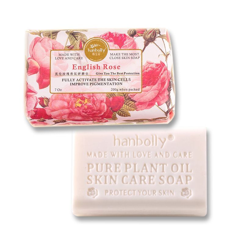 Hanbolly soap, beach fragrance soap, pure plant oil soap, natural skin care soap, hand-crafted soap, moisturizing soap bar - English Rose - Size 2pcs-200g