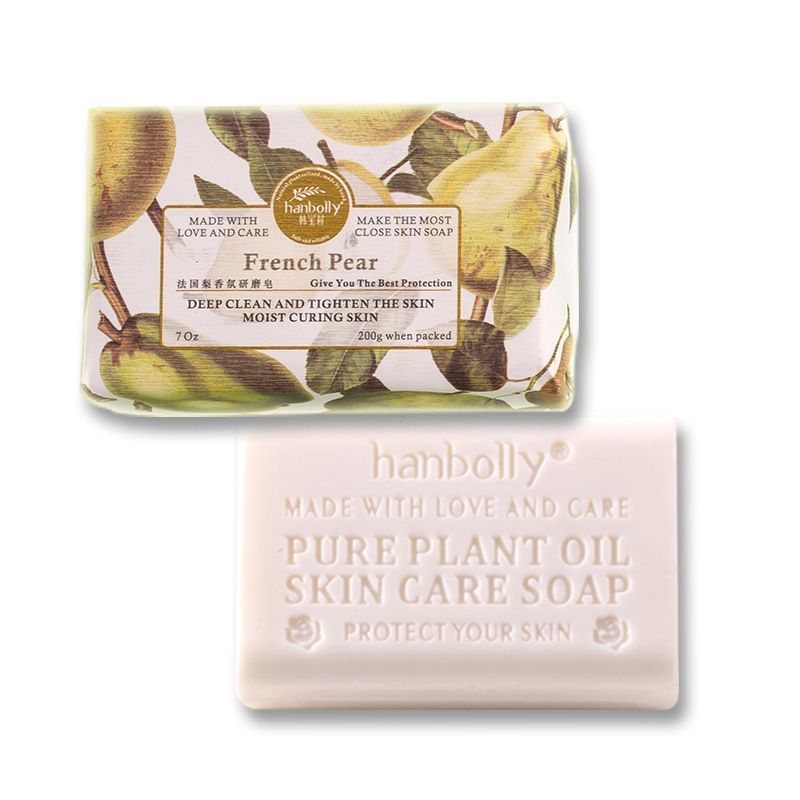 Hanbolly soap, beach fragrance soap, pure plant oil soap, natural skin care soap, hand-crafted soap, moisturizing soap bar - French pear - Size 2pcs-200g