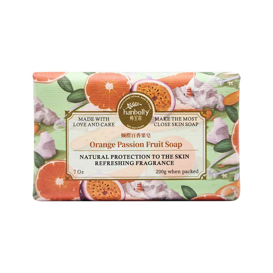 Hanbolly soap, beach fragrance soap, pure plant oil soap, natural skin care soap, hand-crafted soap, moisturizing soap bar - Orange - Infused Passion Fruit Soap - Size 2pcs-200g