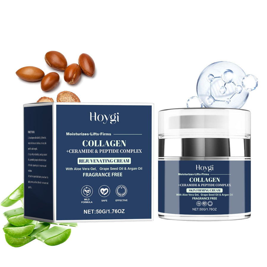 HOYGI, facial care cream, collagen cream, ceramide cream, peptide cream, rejuvenating cream, skin firming cream, retinol cream, anti-aging cream, moisturizer, skin elasticity, natural ingredients, fragrance-free, Australian skincare - Blue - Size 1PCS