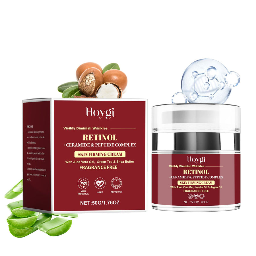 HOYGI, facial care cream, collagen cream, ceramide cream, peptide cream, rejuvenating cream, skin firming cream, retinol cream, anti-aging cream, moisturizer, skin elasticity, natural ingredients, fragrance-free, Australian skincare - Red - Size 1PCS