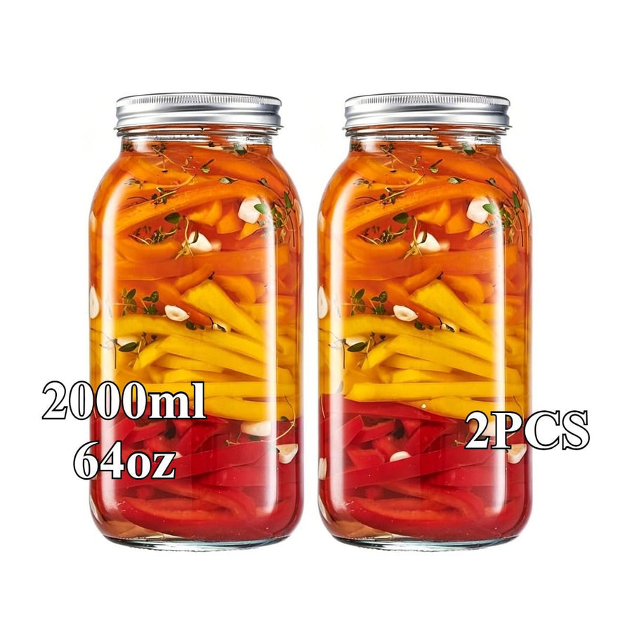 large capacity food storage jar, food-grade glass jar, airtight storage jar, pickle jar, grain storage, snack storage, tea storage, pantry organisation, Australian kitchen - Clear - Size 32oz-2pcs