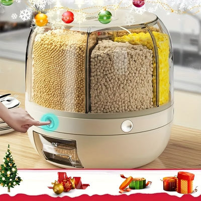 rotating storage container, large capacity grain storage, food storage box, sealed food container, kitchen organization, insect proof food storage, moisture proof food storage, airtight canister, Australian pantry - Beige - Size 12L