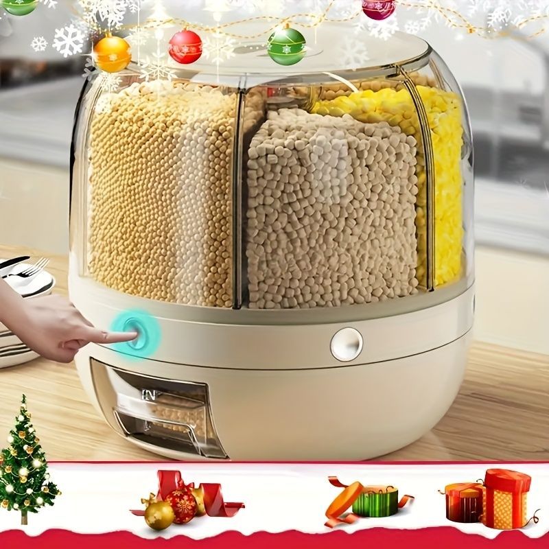 rotating storage container, large capacity grain storage, food storage box, sealed food container, kitchen organization, insect proof food storage, moisture proof food storage, airtight canister, Australian pantry - Beige - Size 20L