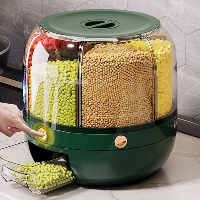 rotating storage container, large capacity grain storage, food storage box, sealed food container, kitchen organization, insect proof food storage, moisture proof food storage, airtight canister, Australian pantry - Olive - Size 12L