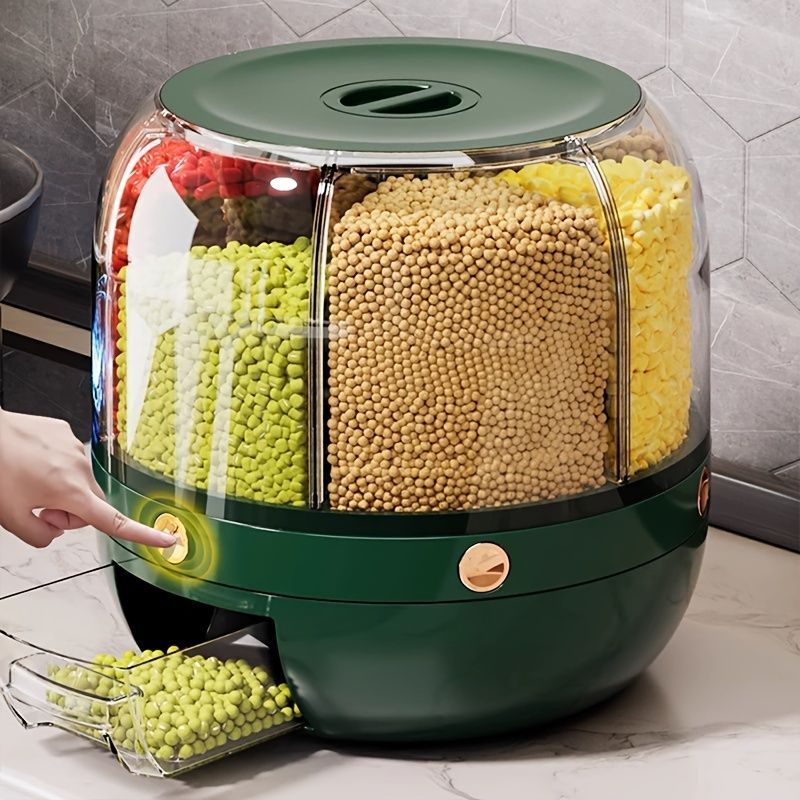 rotating storage container, large capacity grain storage, food storage box, sealed food container, kitchen organization, insect proof food storage, moisture proof food storage, airtight canister, Australian pantry - Olive - Size 12L