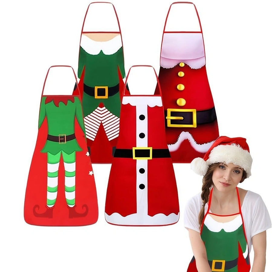 Christmas apron, waterproof apron, oil-resistant apron, festive kitchen decor, holiday cooking apron, Christmas gift idea, Santa apron, snowman apron, reindeer apron, family gathering apron - Christmas - Size 1-4PCS
