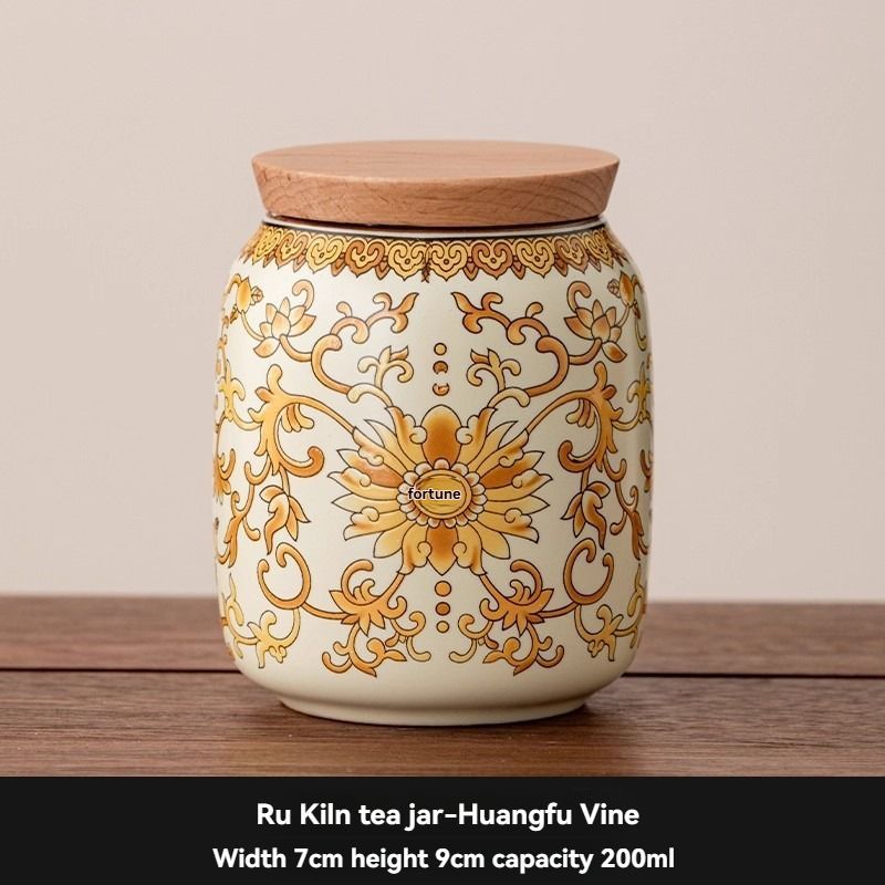 Ru Kiln tea jar, blue-and-white ceramic canister, airtight tea storage, floral tea container, Australian tea accessory - Cyan - Size 12