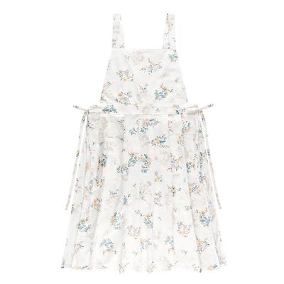 sleeveless apron, bib apron, apron with pockets, kitchen apron, baking apron, pet care apron, art apron, nail art apron, milk tea apron, Australian apron, home cook apron, craft apron - Blue Flowers - Size M