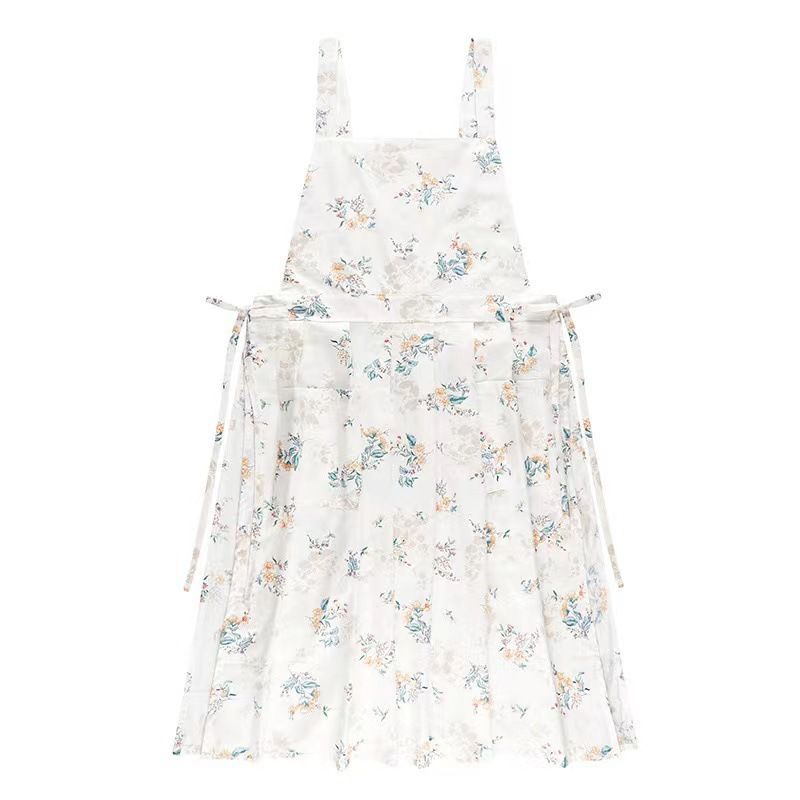 sleeveless apron, bib apron, apron with pockets, kitchen apron, baking apron, pet care apron, art apron, nail art apron, milk tea apron, Australian apron, home cook apron, craft apron - Blue Flowers - Size M