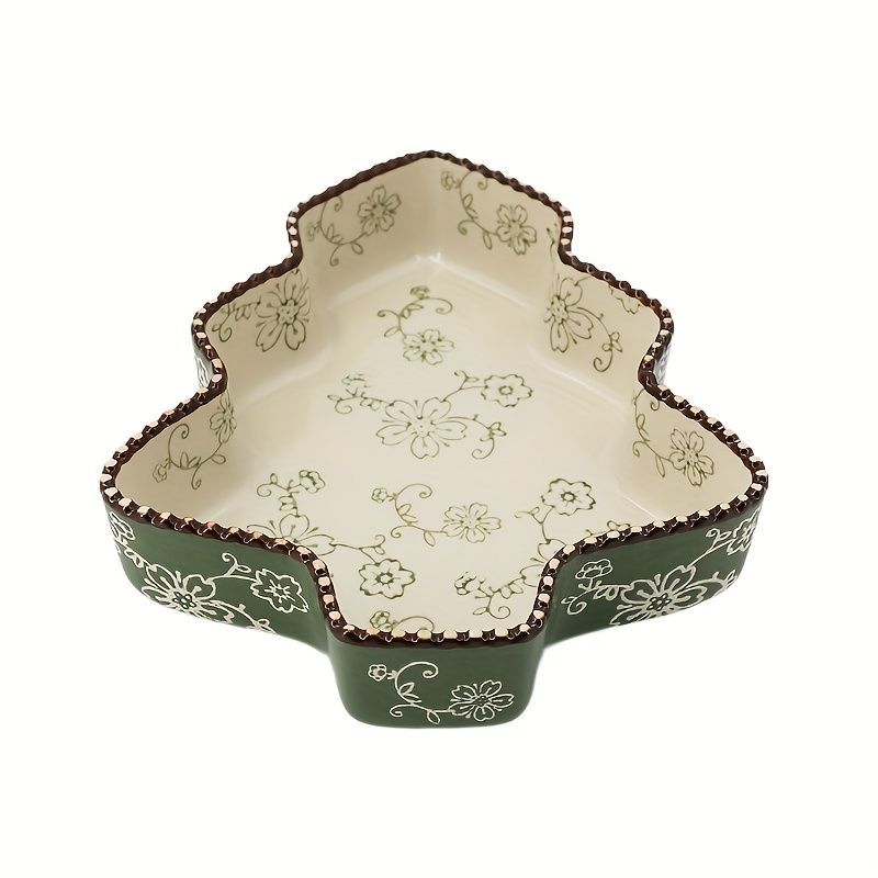 Christmas baking dish, ceramic baking ware, festive tableware, food-grade baking dish, heat-resistant dish, holiday dinnerware, Australian kitchen, Christmas gift idea, ceramic bakeware Australia - Green - Size 800ML