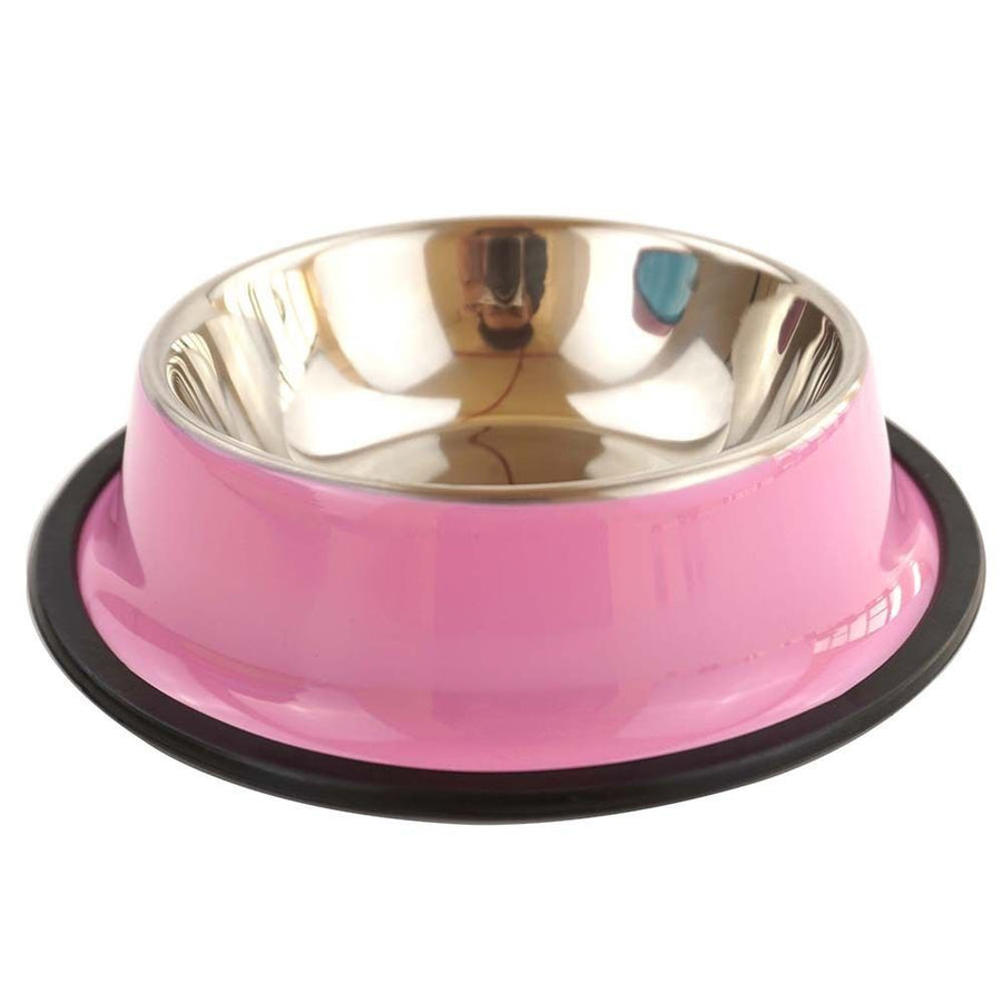 stainless steel pet bowls, non-slip dog bowls, large dog food bowls, cat bowls, pet food bowl, dog bowl large capacity, cat feeding bowl, durable pet bowls, anti-skid pet dishes, pet feeding products Australia - Pink - Size 18CM