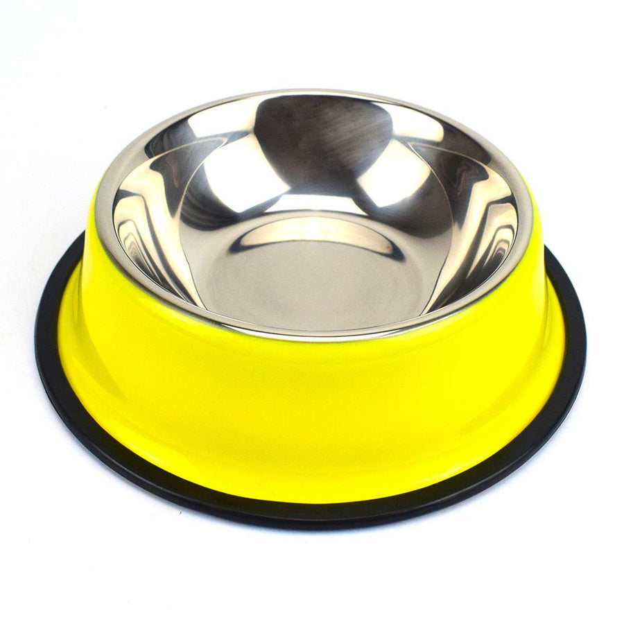 stainless steel pet bowls, non-slip dog bowls, large dog food bowls, cat bowls, pet food bowl, dog bowl large capacity, cat feeding bowl, durable pet bowls, anti-skid pet dishes, pet feeding products Australia - Yellow - Size 18CM